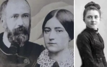 Santos Luis y Celia Martin (izq.) y su hija Santa Teresita de Lisieux (en 1885).