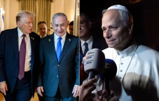 Foto izquierda: Donald Trump y el primer ministro israelí, Benjamin Netanyahu. Foto derecha: Papa León XIV. Crédito: The White House / Vatican Media
