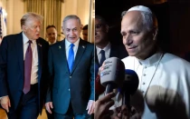 Foto izquierda: Donald Trump y el primer ministro israelí, Benjamin Netanyahu. Foto derecha: Papa León XIV.