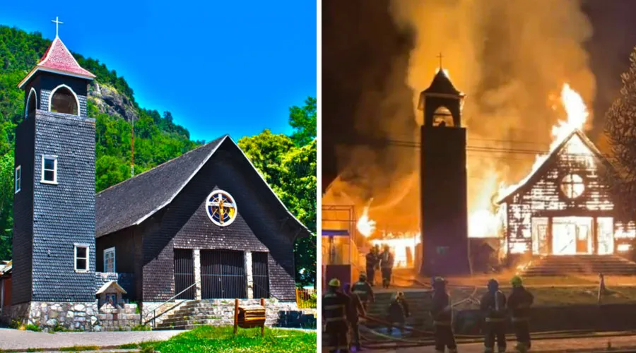Incendio destruye por completo iglesia en el sur de Chile