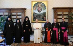 León XIV con la Delegación del Patriarcado Ecuménico de Constantinopla. Crédito: Vatican Media.