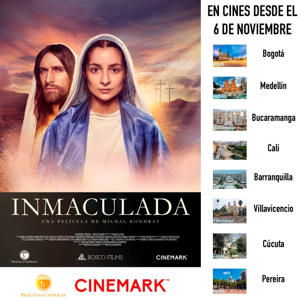 La película "Inmaculada" será estrenada el 6 de noviembre en las salas de Cinemark Colombia. Crédito: Películas Católicas Latam.