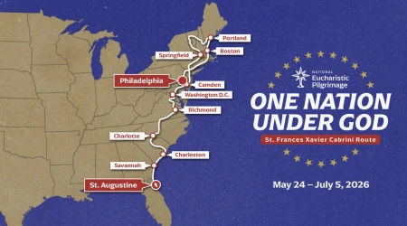 Mapa de la ruta de la Peregrinación Eucarística Nacional 2026