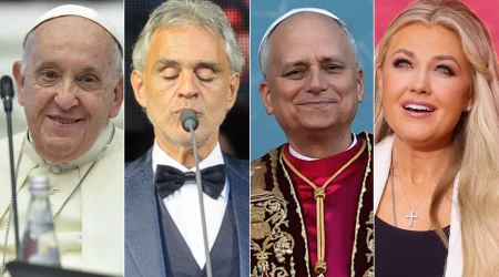 Papa Francisco, Andre Bocelli, Papa León XIV, Erika Kirk.