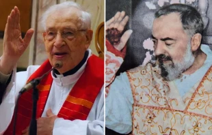 El P. Pierino Galeone y el Padre Pío. Crédito: Convento Santuario Padre Pío / Dominio público (CC BY 2.0)