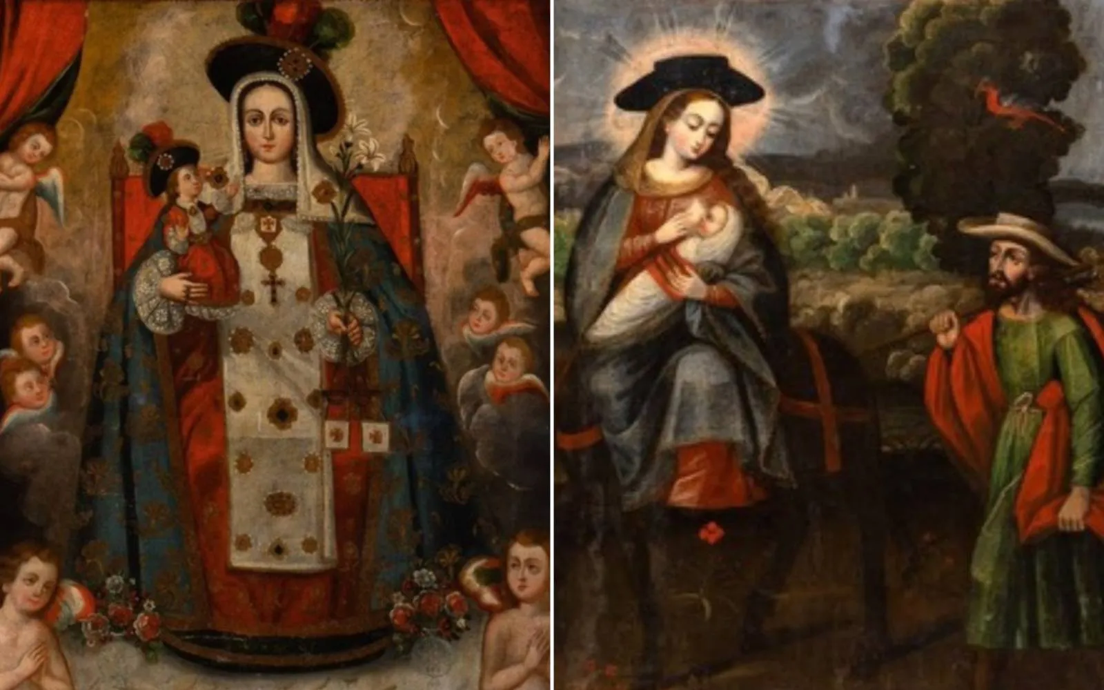 Pintura de la "Virgen de las Mercedes" (izquierda) y de la "Huída de Egipto" (derecha), elaboradas por el italiano Bernardo Bitti.?w=200&h=150