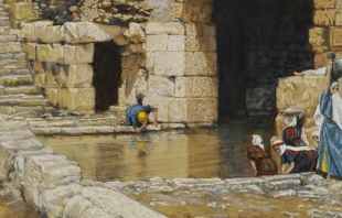 El ciego de nacimiento se lava los ojos en la Piscina de Silou00e9. Cru00e9dito: Wikimedia / Dominio Pu00fablico. 