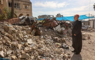El Cardenal Pierbattista Pizzaballa, Patriarca Latino de Jerusalén, durante su visita a Gaza en diciembre de 2024. Crédito: Patriarcado Latino de Jerusalén.