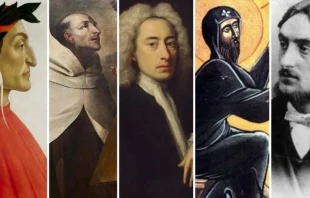 Dante Alighieri, San Juan de la Cruz, Alexander Pope, San Efrén el Sirio y Gérard Manley Hopkins. Crédito: Dominio público