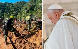 Policías de Colombia buscan a las víctimas del derrumbe en Chocó - Papa Francisco. Créditos: Facebook de la Policía Nacional de Colombia - Vatican Media