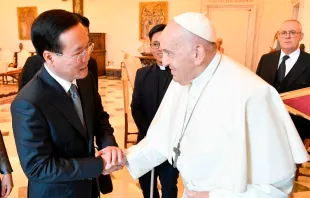 El Papa durante la reunión con el presidente vietnamita Vo Van Thoung en julio de 2023 Crédito: Vatican Media