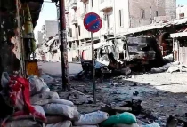Calle bombardeada en Aleppo Foto: Scott Bobb/Voice of America News