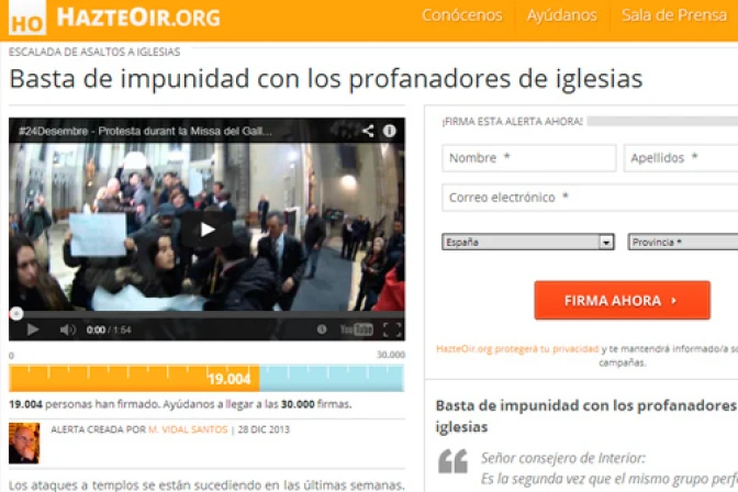 MásLibres se moviliza contra profanadores de iglesias en Cataluña