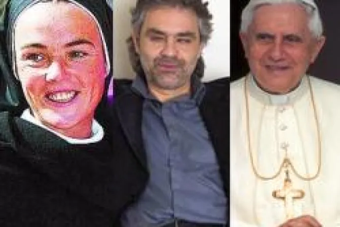 El Papa, Andrea Bocelli y fundadora de Iesu Communio en encuentro sobre nueva evangelización