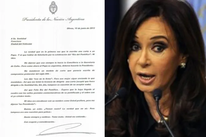 Presidenta de Argentina hace noticia con "peculiar" carta enviada al Papa