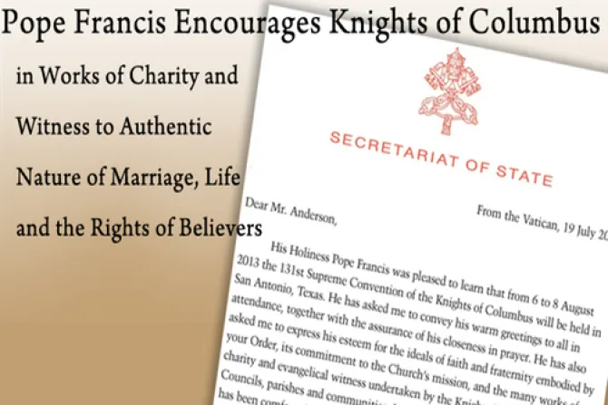 El Papa alienta a Caballeros de Colón en su misión de caridad y defensa de la vida y la familia