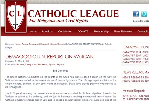 Liga Católica en EEUU: Informe malicioso e impreciso de ONU contra Vaticano no tiene fundamento