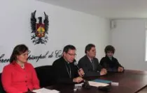 Mons. José Daniel Falla en la conferencia de prensa de ayer (foto sitio web del Episcopado colombiano)