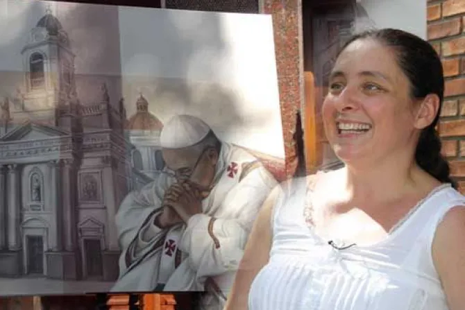 Pintora del barrio de Flores sueña con obsequiar su cuadro al Papa Francisco