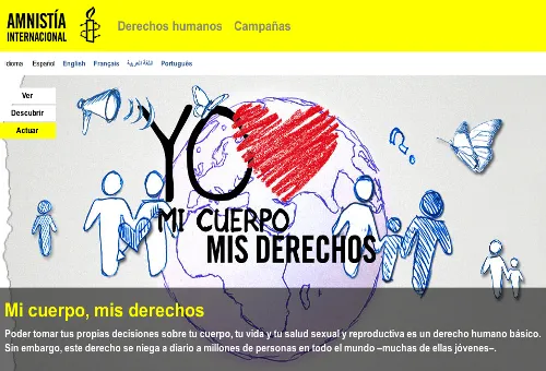 Campaña abortista "Mi Cuerpo, Mis Derechos". Foto: Sitio web Amnistía Internacional?w=200&h=150