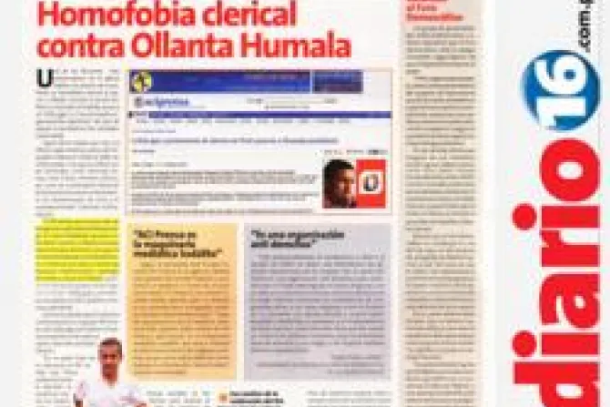 Diario que apoya a candidato Humala acusa a ACI Prensa de "homofobia"