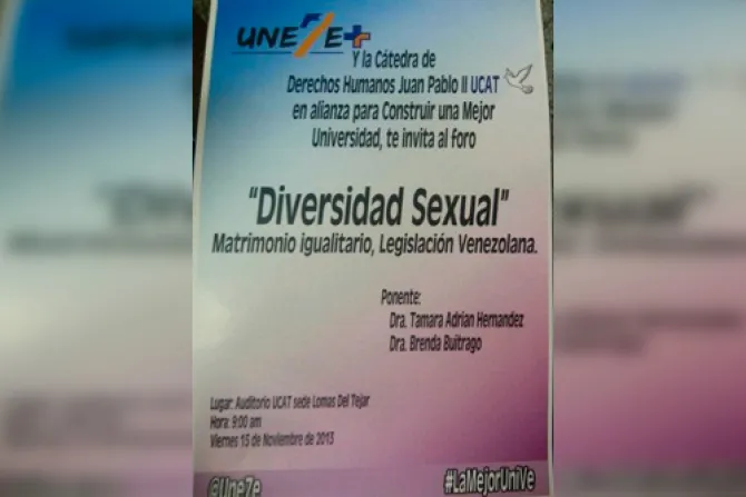 Venezuela: Suspenden evento pro "matrimonio gay" en Universidad Católica del Táchira