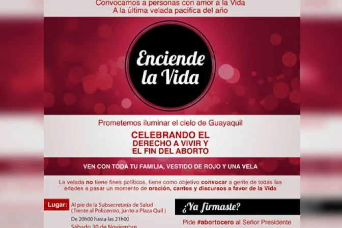 Convocan a nueva Velada por la Vida en Ecuador
