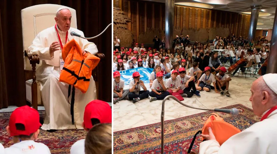 El Papa en el encuentro con los niños. Fotos: L'Osservatore Romano