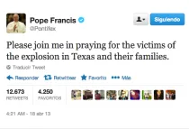 Foto: Twitter oficial del Papa Francisco, @Pontifex
