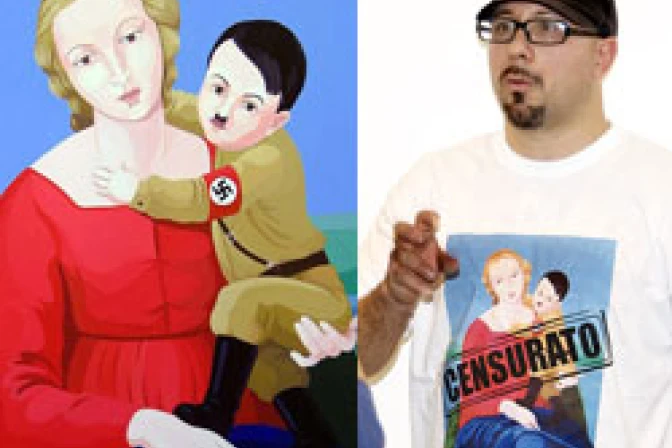 Católicos protestan por exhibición de Virgen María con Hitler-niño en brazos