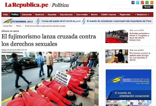 Diario La República se suma a campaña pro aborto de parlamentarias y ONGs en Perú