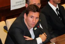 Lionel Messi en la conferencia de prensa en Roma (foto ACI Prensa)