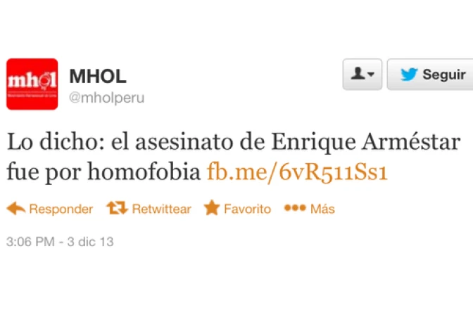 Mayoría de autores de “crímenes de odio” contra gays son sus parejas sexuales, precisan