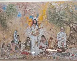 El mural de la iglesia del Sagrado Corazón de Alcorcón pintado por Damián Retamar (foto Damián Retamar)