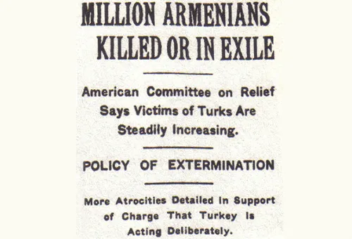 Artículo del 15 de diciembre de 1915 en el New York Times, denunciando el genocidio