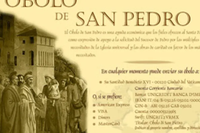 Benedicto XVI agradece participación en colecta del Óbolo de San Pedro