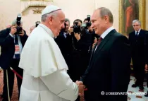 El Papa recibe a Vladimir Putin en el Vaticano (Foto L'Osservatore Romano)