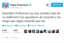 Captura de pantalla de Twitter / @Pontifex_es