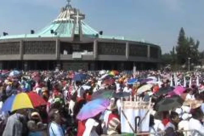 Multitud de jóvenes peregrina a la Virgen de Guadalupe en México