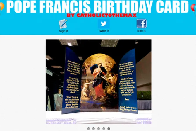 Miles de jóvenes firman tarjeta gigante de cumpleaños para el Papa Francisco