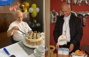 Mons. Robert Prevost (León XIV) celebrando sus fiestas de cumpleaños cuando era Obispo de Chiclayo, en Perú. Crédito: Diego López Marina - EWTN News / Jannina Sesa