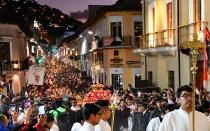 Procesión eucarística en Quito, Ecuador, durante el 53° Congreso Eucarístico Internacional realizado en esa ciudad en septiembre de 2024