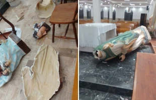 Destrucción de imágenes religiosas en templo en México. Crédito: Diócesis de Saltillo
