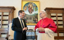 León XIV durante su encuentro con el presidente de Israel Isaac Herzog el 4 de septiembre