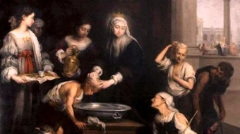 Santa Isabel de Hungría atendiendo a los necesitados