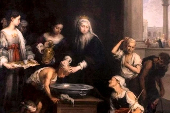 Santa Isabel de Hungría atendiendo a los necesitados