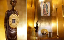 Reliquia de la tilma de la Virgen de Guadalupe en capilla de la Catedral de Los Ángeles (Estados Unidos).
