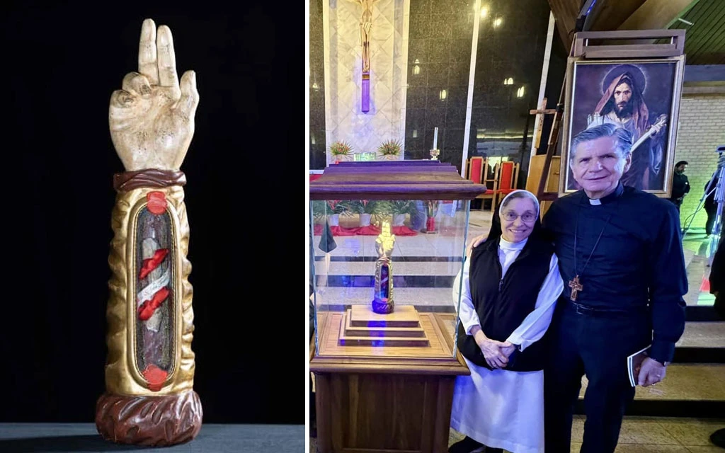 La reliquia del brazo de San Judas Tadeo / La reliquia en una iglesia en la Arquidiócesis de San Antonio: una religiosa y el Arzobispo Gustavo García-Siller asisten a la veneración.?w=200&h=150
