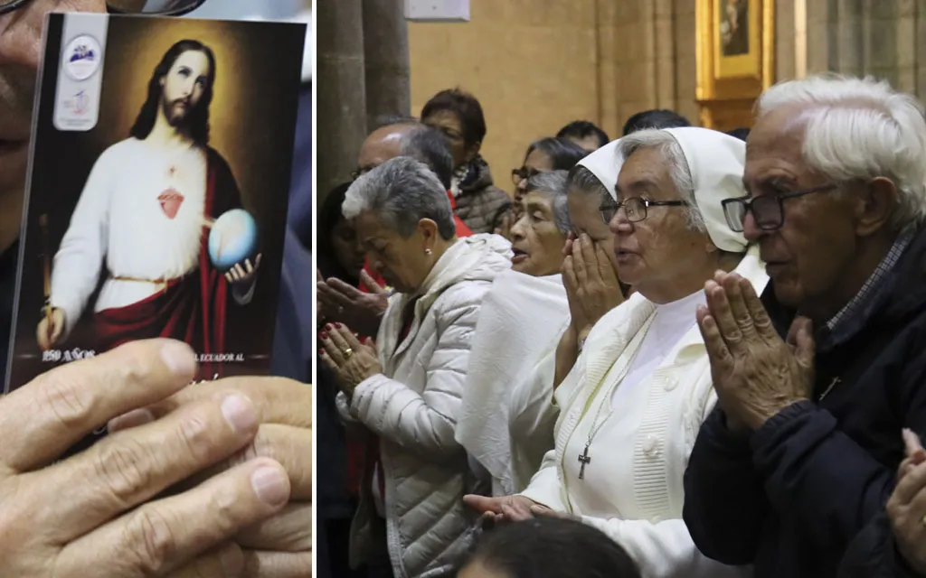 Los fieles católicos en la renovación de la consagración de Ecuador al Sagrado Corazón de Jesús este 25 de marzo, Lunes Santo.?w=200&h=150