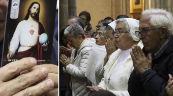 Los fieles católicos en la renovación de la consagración de Ecuador al Sagrado Corazón de Jesús este 25 de marzo, Lunes Santo.